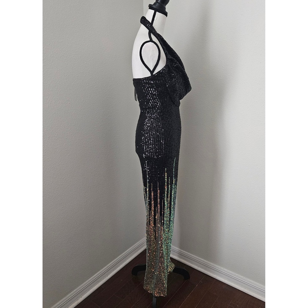 Fashion Nova In The Glow Sequin Jumpsuit Black Gold sz S NWT Fest Party - Picture 8 of 17